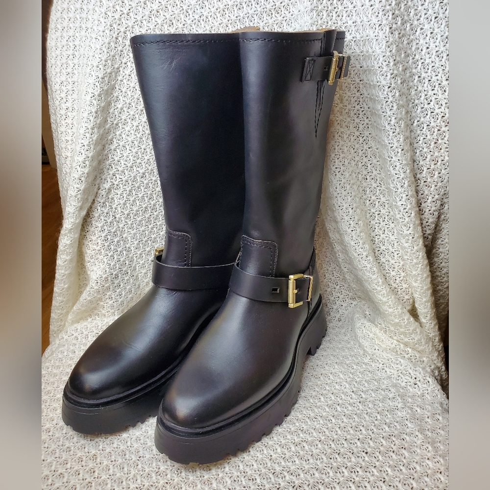 AllSaints Leather Knee High Marisa Biker Boot Size 39/9